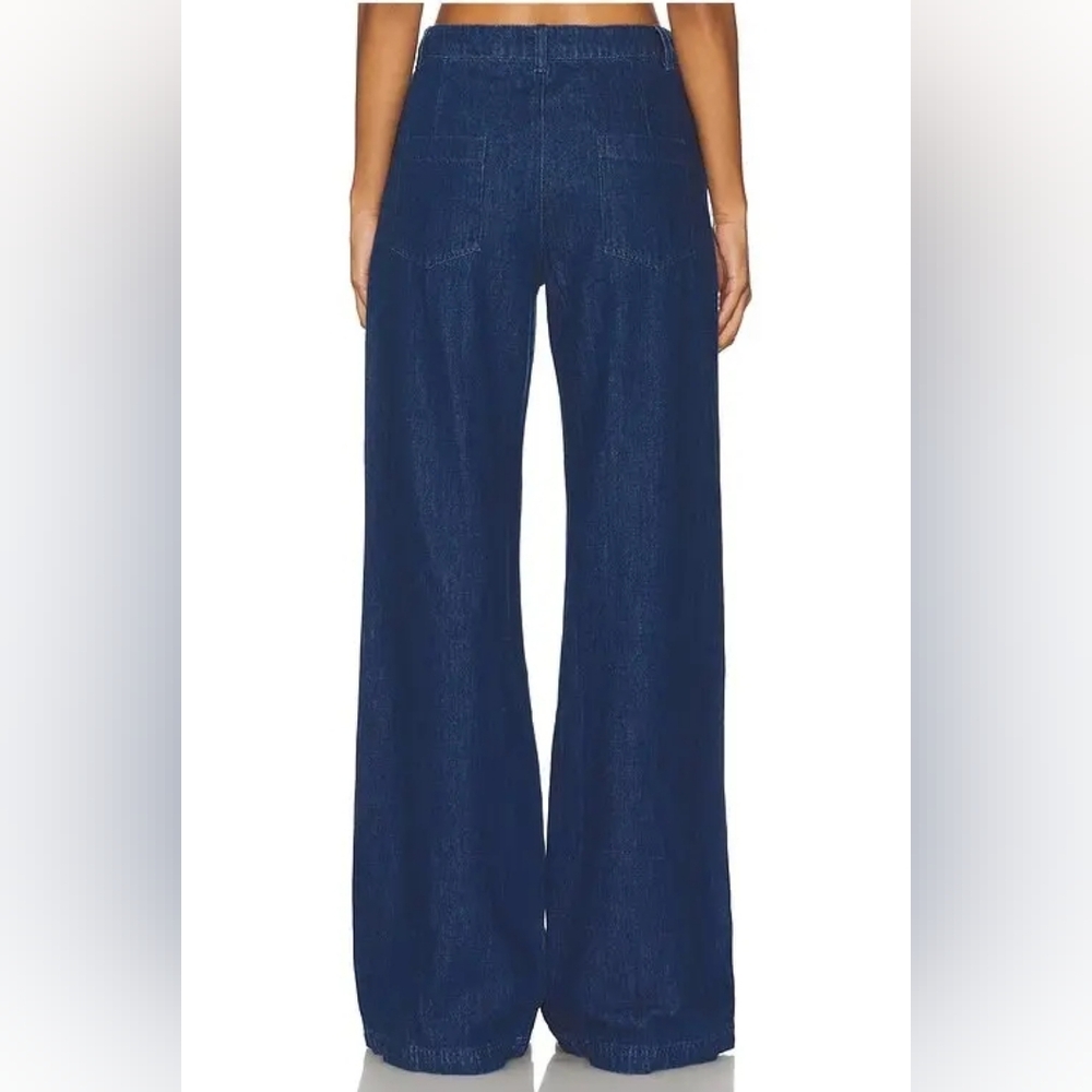 NWOT Amanda Uprichard Thalia Wide-Leg True Blue Denim Trousers | Sz Medium - Picture 4 of 16